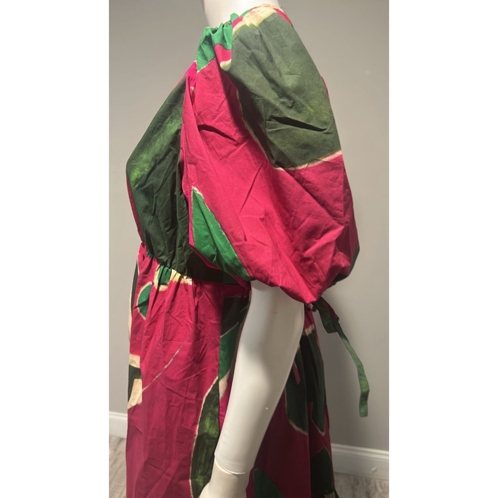 Ulla Johnson Pink and Green Collage Puff Sleeve Dress Size 8 - Picture 12 of 14